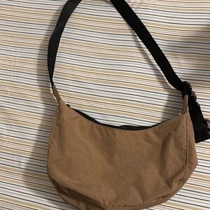 Tan Shoulder Bag with Black Strap